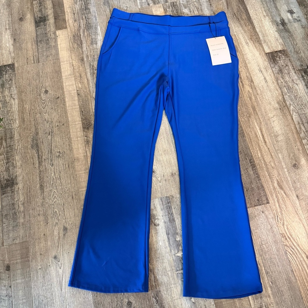 R. SOPHIA Blue Pull On Elastic Waist Bootcut Casual Office Pants Size 2x NWT